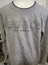 Guess Los Angeles Mens Large Gray Spell Out Sewn Letters Crewneck Sweatshirt