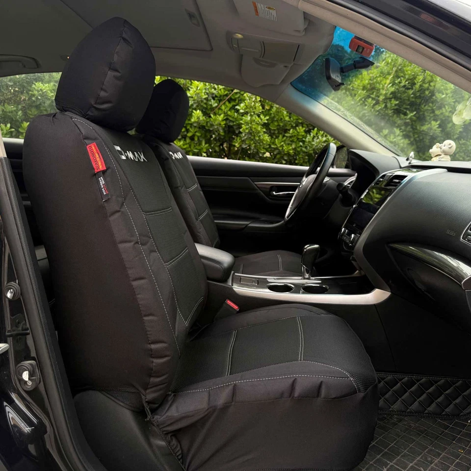 Car Seat Covers For Isuzu D-Max DMax Black Canvas & Airflow Mesh Front Pair - image 4 of 4