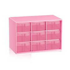 Small Drawer Organizer for Desk, 7.1" x 3. 8" x 4.6" Mini Pink-9Drawer-1Pcs