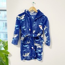 Boy's Fuzzy Shark Print Robe