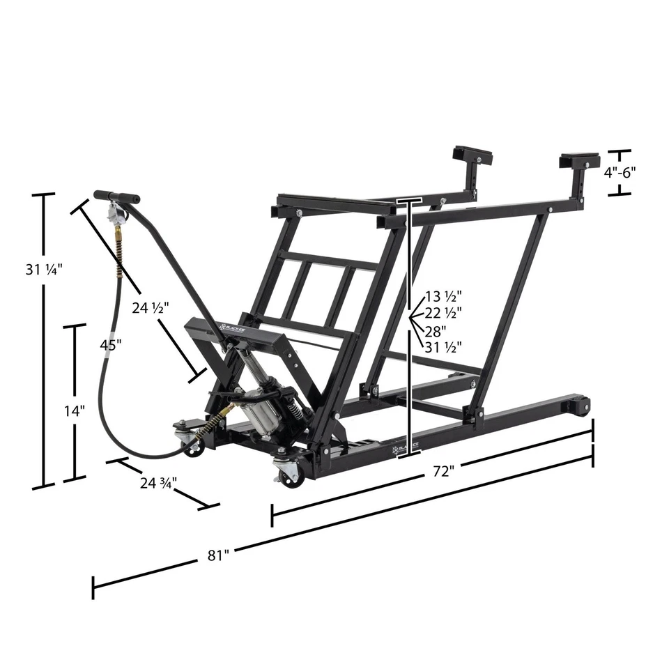 Black Ice Air-Operated & Hydraulic Snowmobile Lift – 750 lb. Capacity | 32.5" M Foto 3 de 4