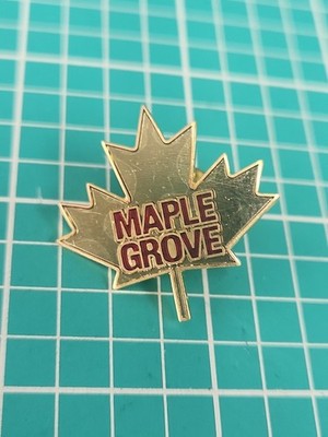 Vtg Maple Grove Leaf Logo  Gold Tone Lapel Pin