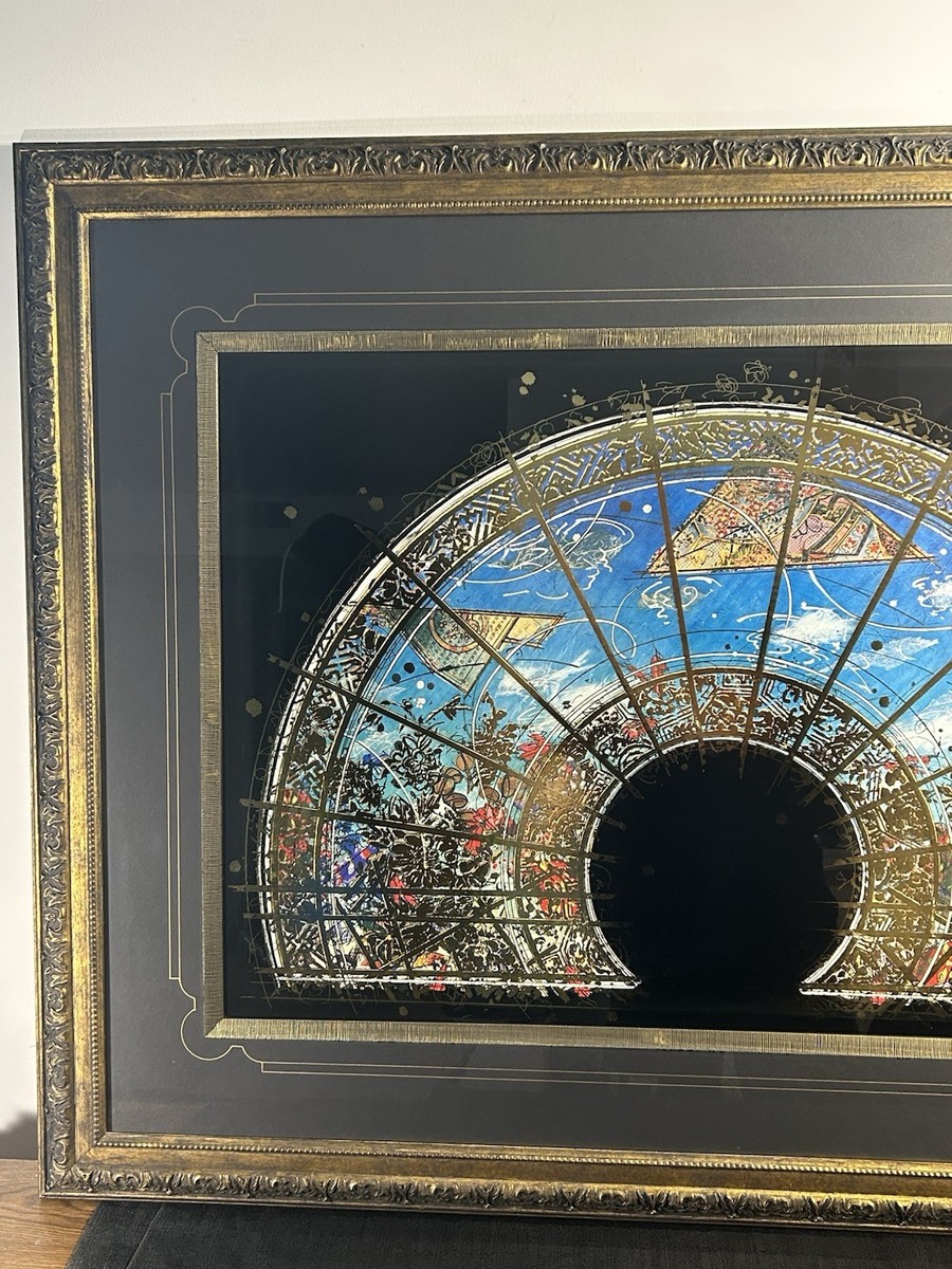 William Gatewood “Lotus Fan” Postmodern Framed Art Print 51”x39