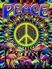 Trippy Peace Vibe Blanket, Plush Queen Size Throw, Psychedelic 
