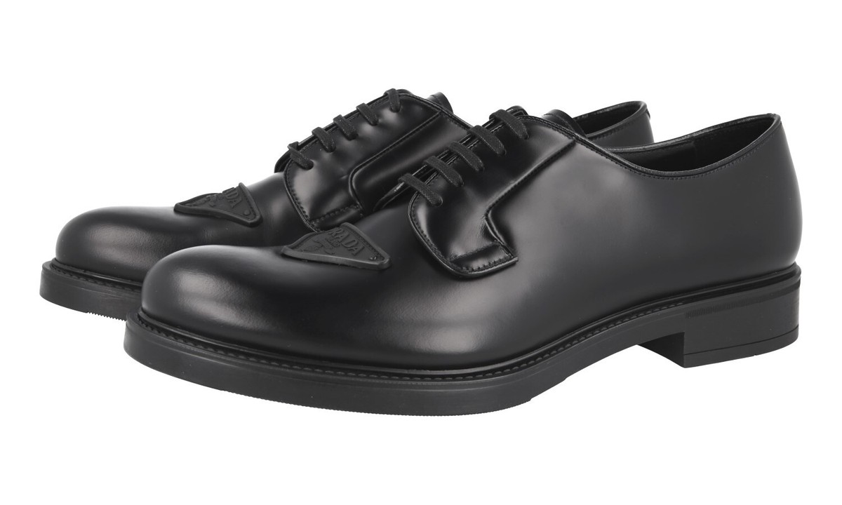 Prada Triangle Logo Leather Black Dress Shoes Prada Platform Leather Triangle Logo Loafers - Bergdorf Goodman main image 4