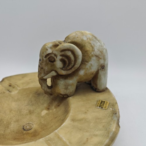 Aschenbecher Alabaster Elefant Spanien geschnitzt Ascher Marmor Mid Century - Picture 4 of 9