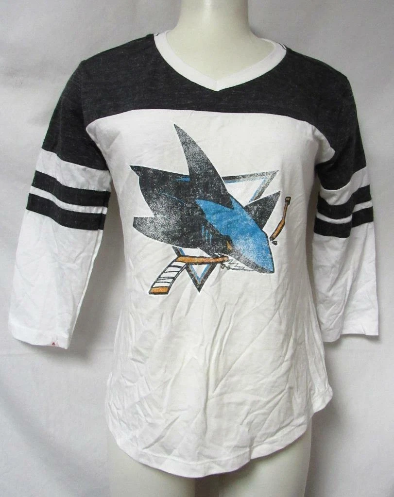 San Jose Sharks Women s Size Small 3 4 Length Sleeve V Neck T