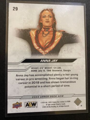 Anna Jay - 2024 Upper Deck AEW Wrestling Card #29 - Foto 2 di 2