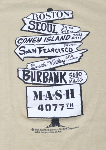 T-shirt baseball vintage anni 80 MASH TV serie commedia militare grande made in USA - Foto 2 di 7