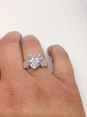 Statement Ring Sterlingsilber & klarer Stein Herzform 925 Größe L