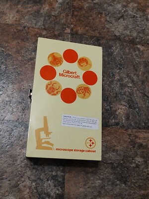 Vintage Gilbert Microcraft Microscope M8131 in Original Metal Box WITH 36 SLIDES