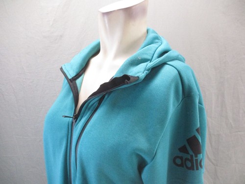 ADIDAS Size M Womens Teal Full Zip Stand Collar Zip Pocket Athletic Jacket 375 - Picture 4 of 11