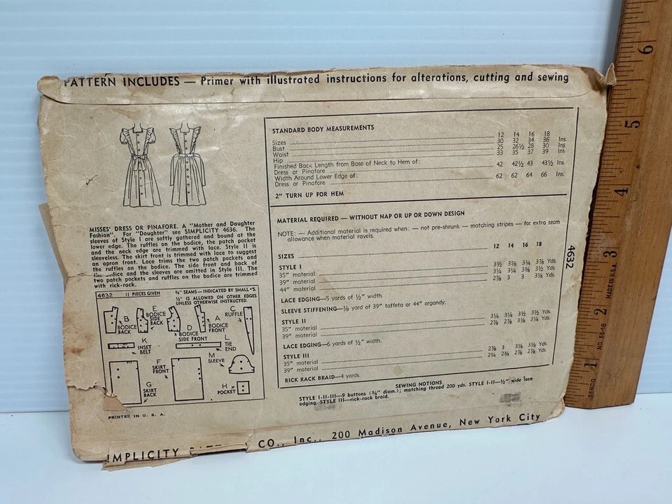 5 Vintage Girls Miss McCall's Simplicity Sewing Patterns CUT 12-16 Aprons S,M,L - Image 3 of 4