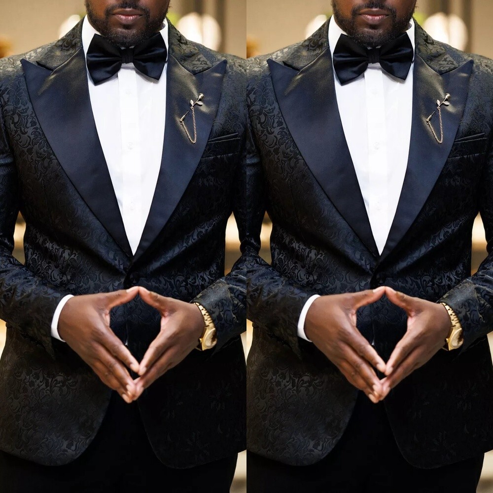 Paisley Men's Suits  Formal Banquet Dinner Party Peak Lapel Wedding Groom Suits