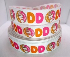 Dunkin Donuts 1" Grosgrain Ribbon YOUR CHOICE: 5 or 10 Yards Dunkin Donuts Logo