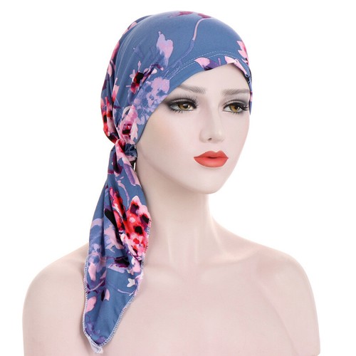 Head Floral Wrap Scarf Women Stretch Turban Muslim Cap Hijab Hat Loss Hair Chemo - Picture 21 of 30
