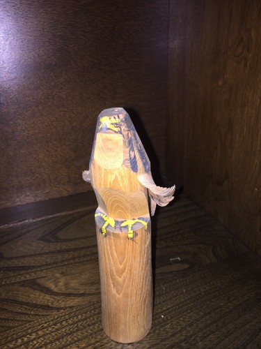 Japanese Toy Kokeshi Ittobori Wooden Doll Eagle Bird Falcon Folk Art Carve