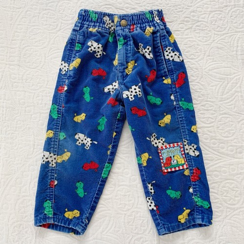 Vintage USA Made Osh Kosh Corduroy Pants, Puppy Print (2T)