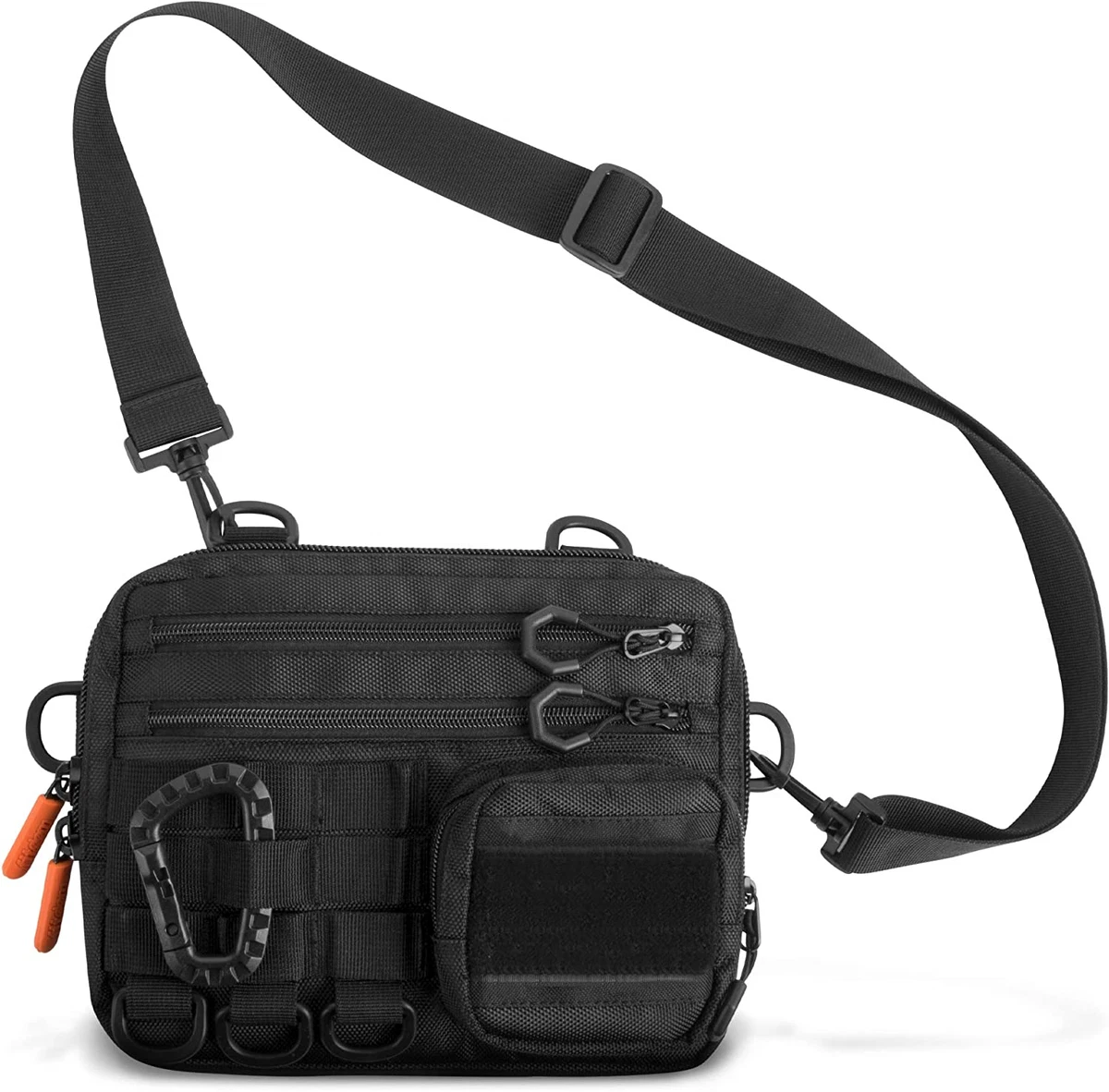 Black Small Tactical Messenger Bag for Men. This EDC Has Multiple