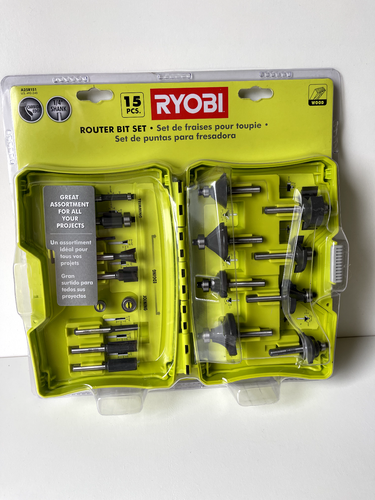 Ryobi A25R151 15 Piece 1/4 Inch Shank Carbide Edge Router Bit Set Wood ...