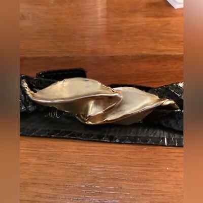 VTG Morris Moskowitz Black Snake Gold Bow leaf? Belt Large  display picture 1