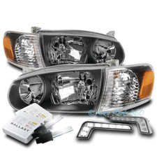 For 01-02 Toyota Corolla Replacement Black Headlights Lamp Wled Drl6k Hid Kit