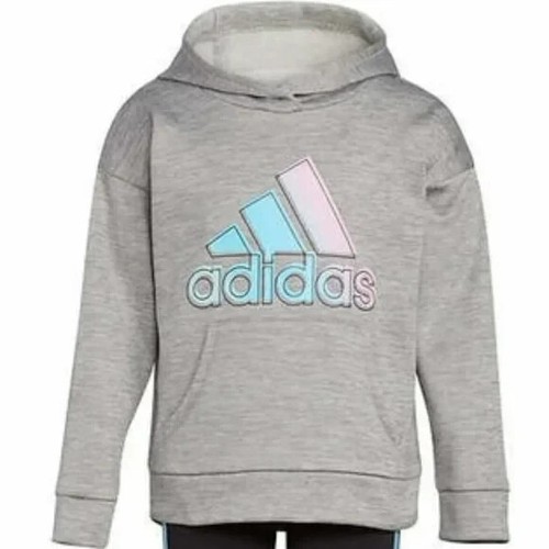 Adidas Girls' Active Pullover Hoodie Grey Heather Size-5 - Picture 5 of 5