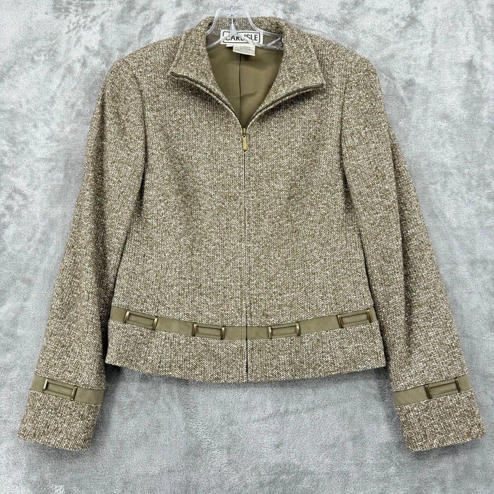 Carlisle 裙子套装女式 2 羊毛混纺西装外套拉链素食麂皮绒装饰职业城市 — 第 2/4 张图片