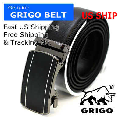 Men’s Designer Leather Dress Belt With Automatic Buckle Holeless Black M 34-36/"