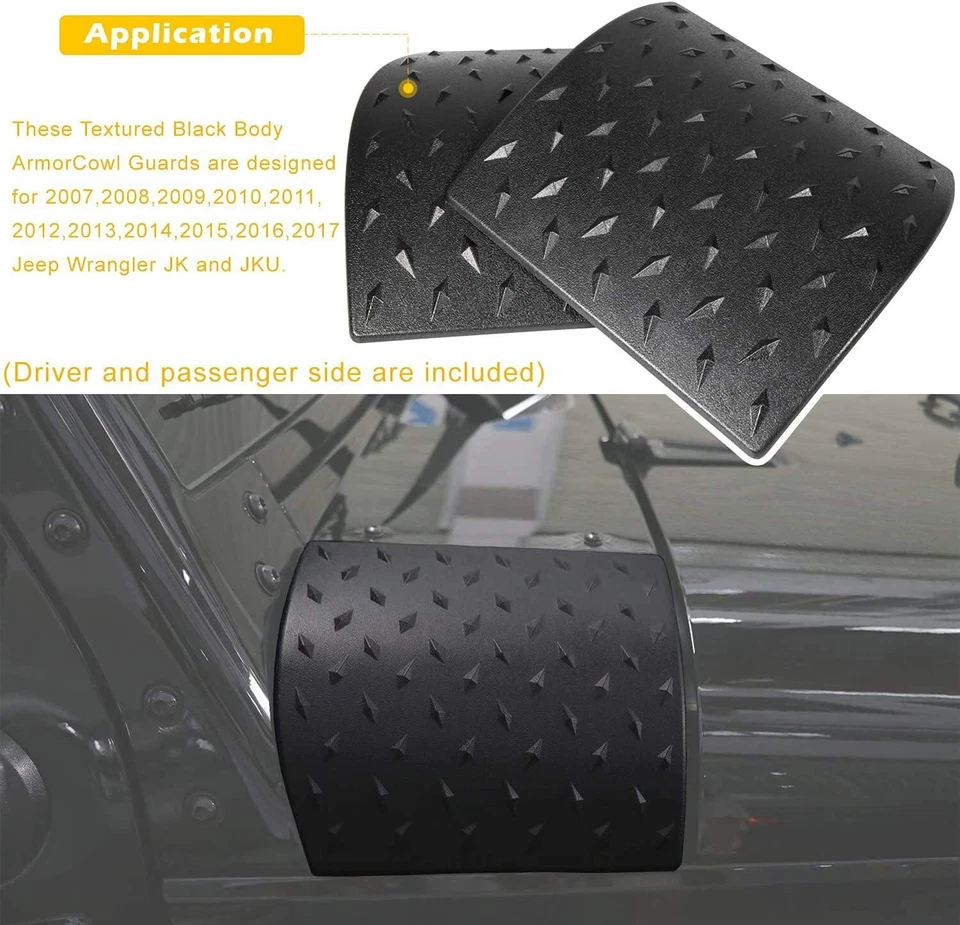 Cowl Body Armor Cover Fit Jeep Wrangler Rubicon Sahara JK & Unlimited 07-18 Pair Foto 4 de 4