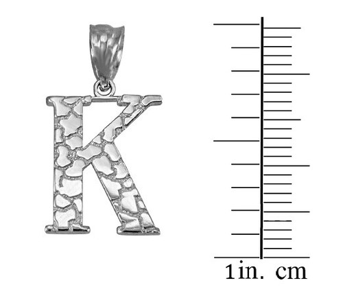 Sterling Silver Nugget Initial Pendant Necklace - Picture 45 of 78