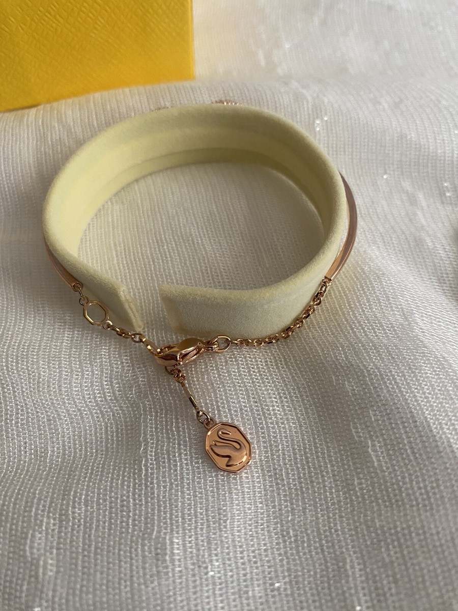 Swarovski Hyperbola Bangle Infinity, White, Rose Gold-Tone