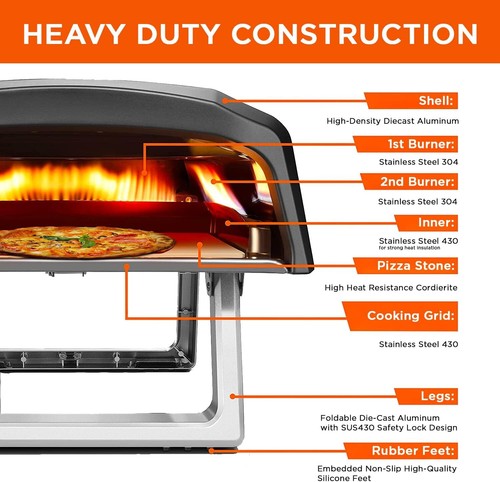 Commercial Chef Pizza Oven - Propane Gas Portable (L-Shaped Burner) - WITH STONE - Picture 2 of 6