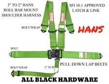 SFI 16.1 RACING SAFETY HARNESS ROLL BAR MOUNT LATCH & LINK LIME GREEN 3"