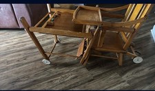 Convertible Wooden Baby High Chair Brown with Removable Tray and Footrest