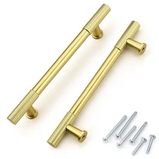 12 Pack 5 inch Gold Cabinet Pulls - Solid Gold Cabinet Handles, Fade-Resistan...