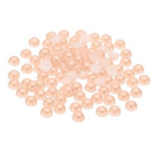 600Pcs Flatback Pearls Beads, 8mm Flatback Pearls, Orange