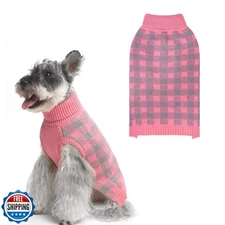 PUPTECK Dog Sweaters for Large Medium Small Dogs - Fall Classic Plaid Style P