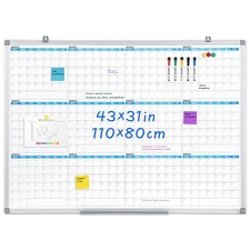Magnetic Dry Erase Calendar Whiteboard Yearly 43 W x 31 H 12 Month MAKELLO Large