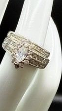 1.72Ct White Marquise Cut CZ Wedding Bridal Ring Set In 925 Sterling Silver