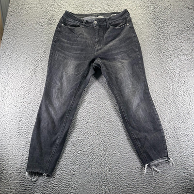Judy Blue Jeans Women 14 Black Cotton Denim Skinny Workwear Travel Faded Stretch
