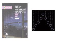 Image of Rainbow LED Heart Curtain Lights Premier Christmas Window Lights 1.2M x 1.2M
