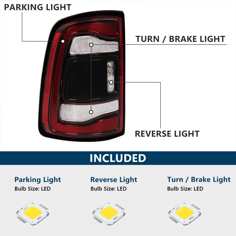 Pair New LED Tail Light w/Blind Spot For 2019-2024 Dodge Ram 2500 3500 RH+LH - Изображение 2 из 4