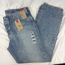 Levi's 501 Red Tab Original Button Fly Light Wash Denim Straight Jeans 40 x 32