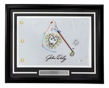 John Daly Signed Framed John Daly Logo Golf Flag PSA/DNA