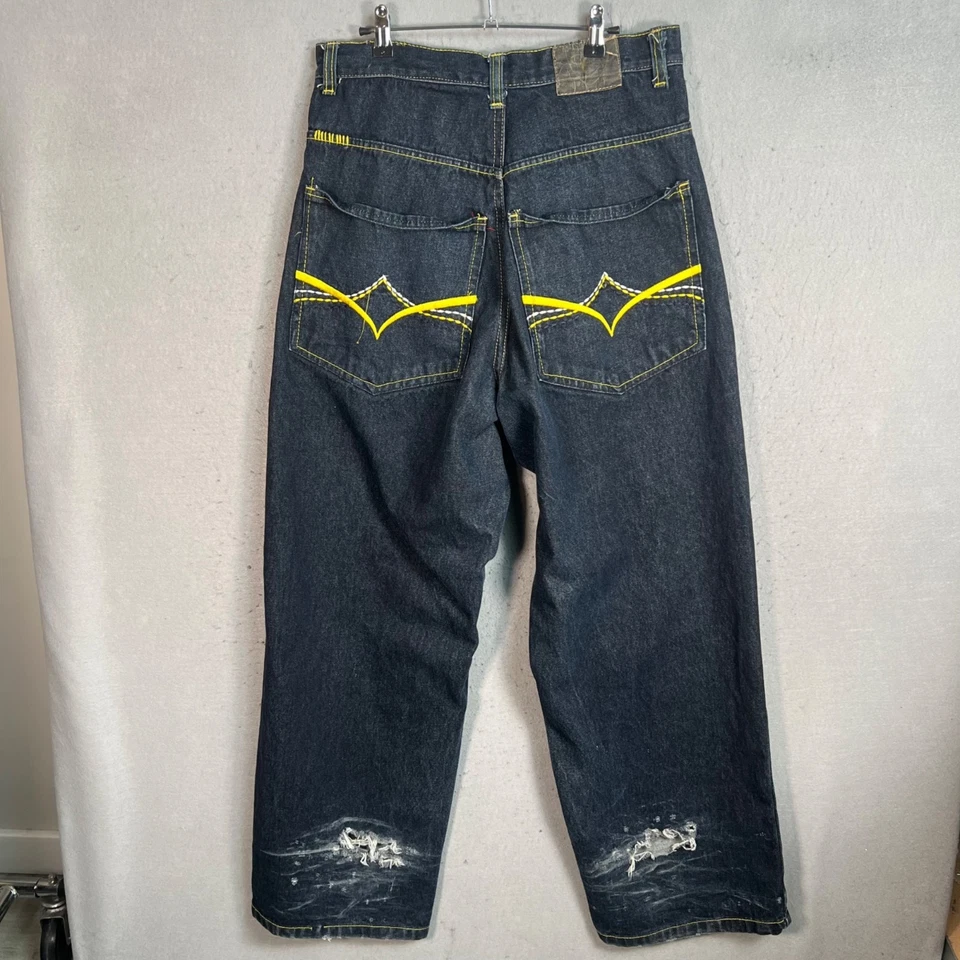 Vintage Corked Jeans Mens Size 32 x 31 Baggy Fit Jeans W/ Yellow Stitching - Image 2 of 4