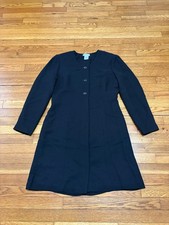 Talbots Shirt Dress Vintage Black Long Sleeve Button Front Dress Size 12