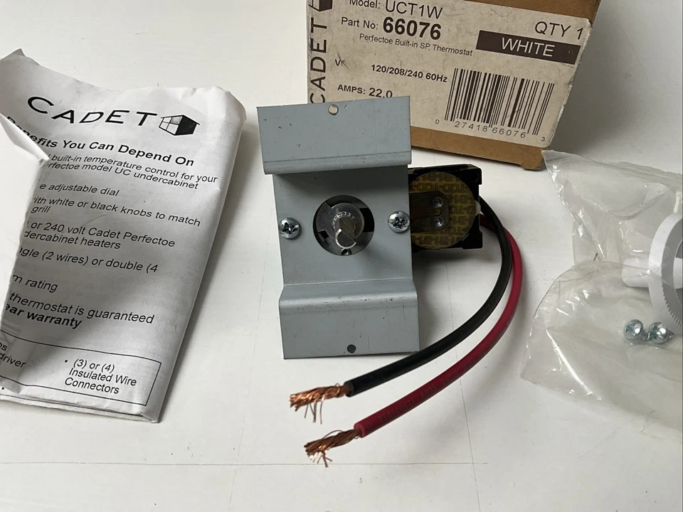 Termostato de montaje en campo de doble polo CADET UCT1W para calentadores Perfectoe Foto 2 de 4