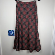 Vintage Requirements Plaid Midi Red Black Wool Blend Skirt Academia Preppy 10