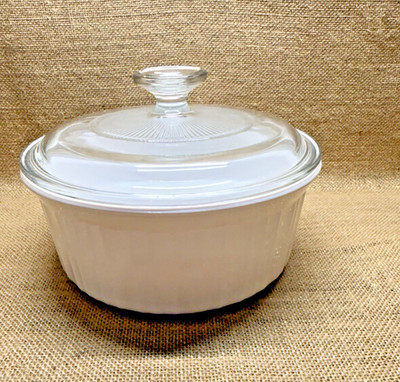 Corning Ware French White  F-5-B 1.6L Round Casserole Dish with Lid #03